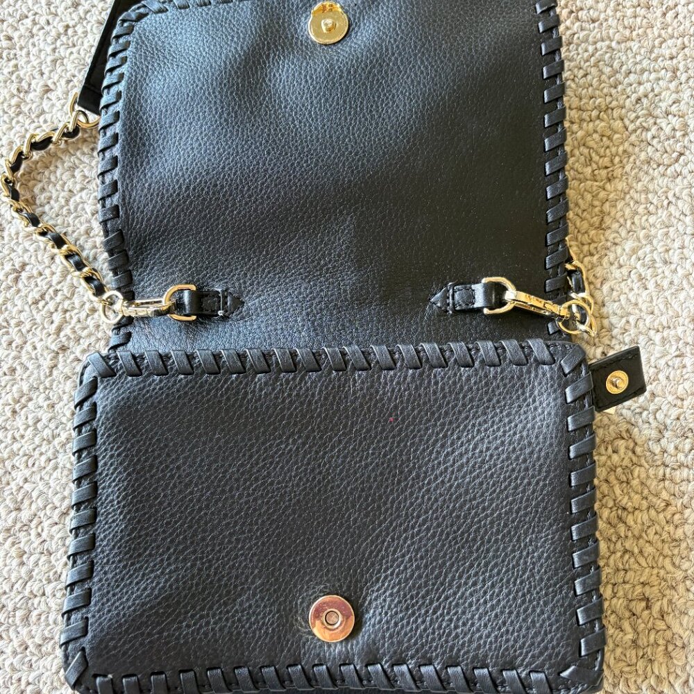 Tory Burch Marion Combo Crossbody Bag Black Leather Whipstitch Classic - Picture 5 of 11